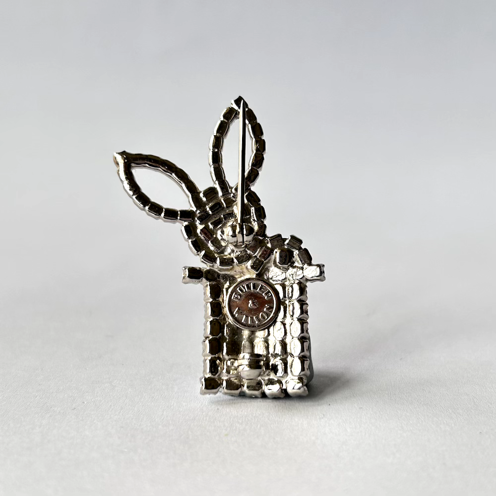 VINTAGE BUTLER & WILSON EASTER BUNNY IN TOP HAT BROOCH