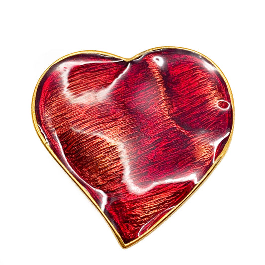 VINTAGE YSL RED ENAMEL HEART