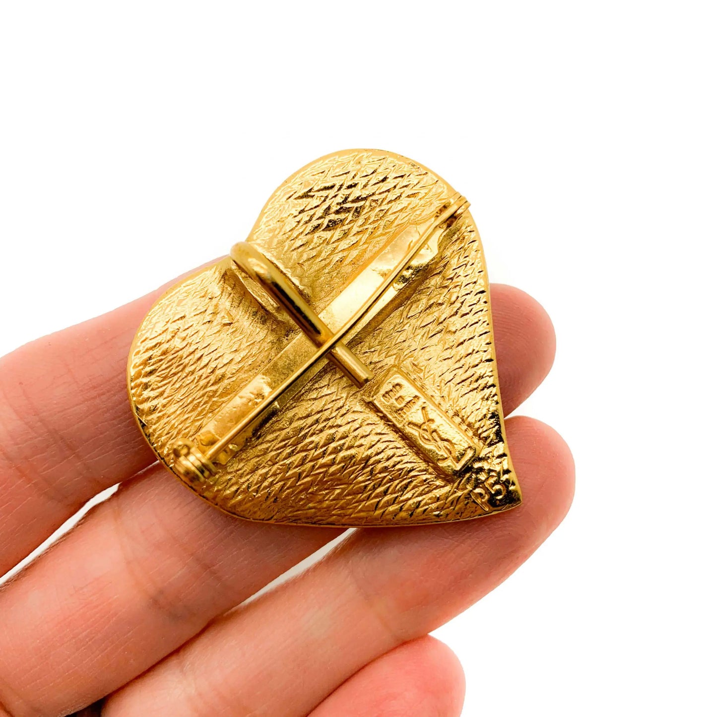 YSL RED HEART BROOCH